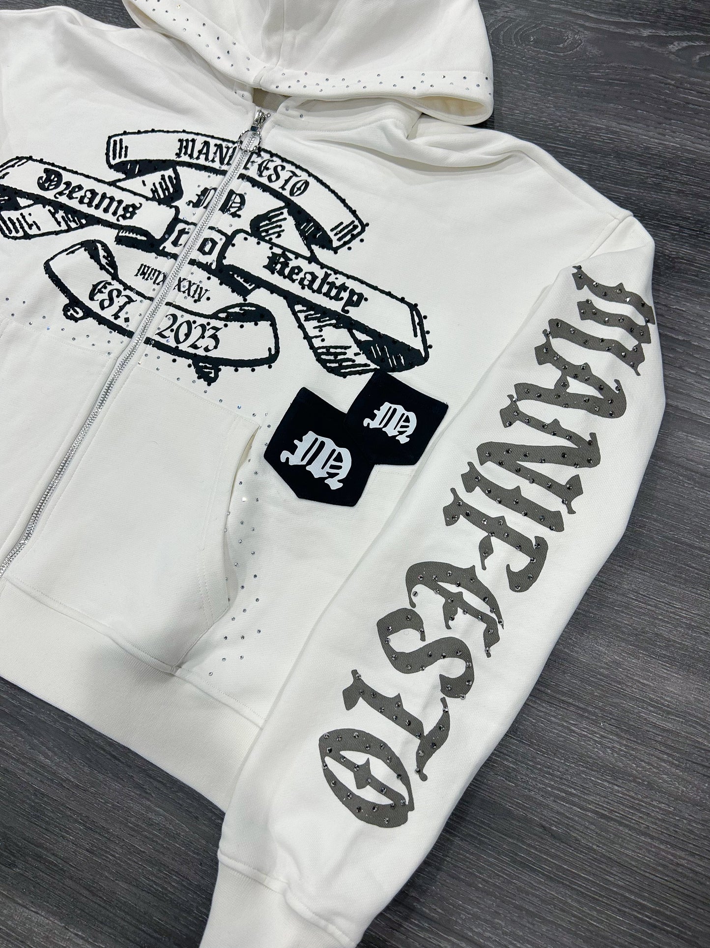 Dreams To Reality
White Rhinestone Zip Up