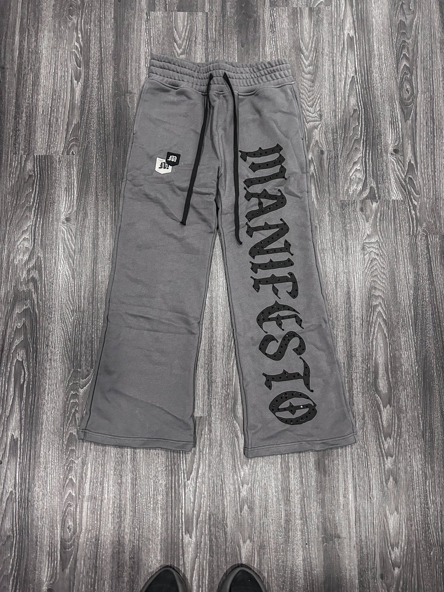 Grey Rhinestone Pants (PREMADE)